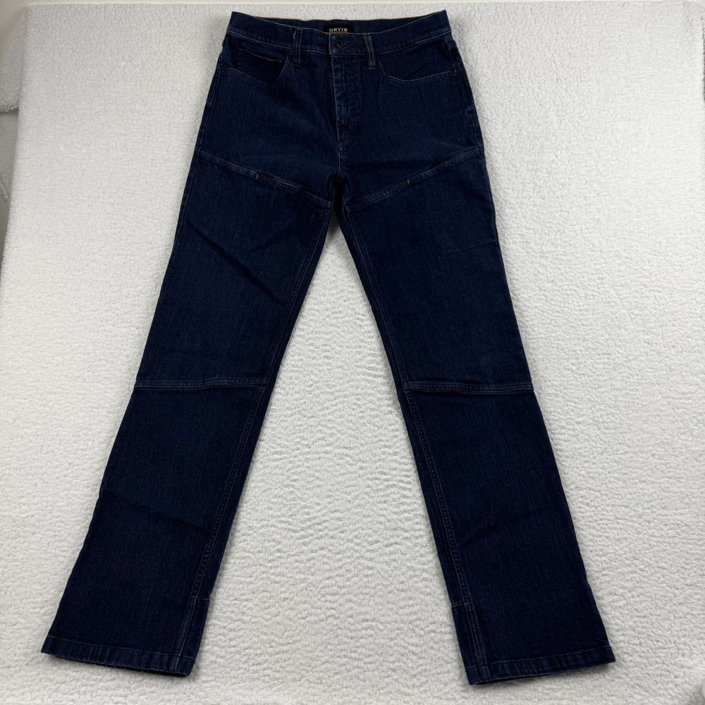 Orvis Jeans Mens 32x34 Blue‎ Denim Stretch Mid Rise Medium Wash Straight Leg